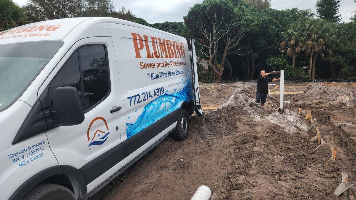 Blue Wave technician on a Palm City job site