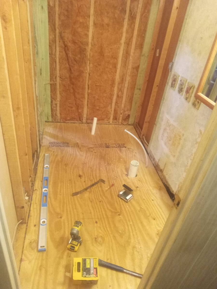 Bathroom remodel plumbing with a new shower pan liner installed in Palm City, FL — photo 2
