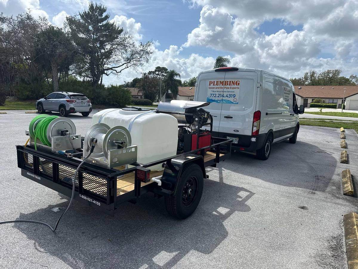 Professional sewer jetting service clearing a sewer line in Palm City, FL